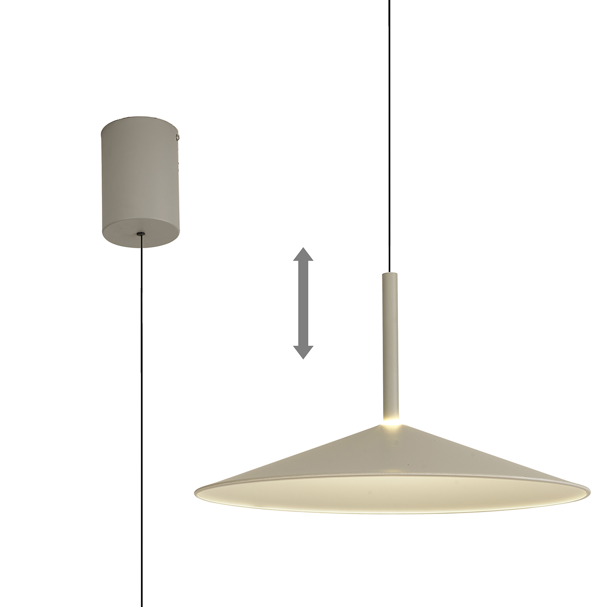M7893/DIM  Calice 48cm Rise And Fall Pendant Dimmable 16W LED 3000K Grey